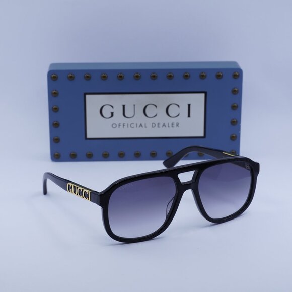 Gucci GG1188S 002 Aviator Sunglasses - Black/Grey - Picture 2 of 13